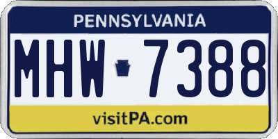 PA license plate MHW7388