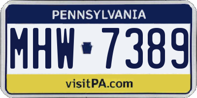 PA license plate MHW7389