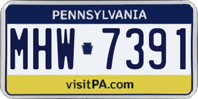 PA license plate MHW7391