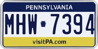 PA license plate MHW7394