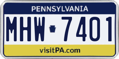 PA license plate MHW7401