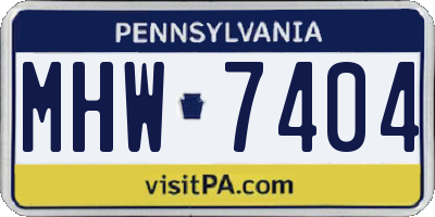 PA license plate MHW7404