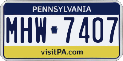 PA license plate MHW7407
