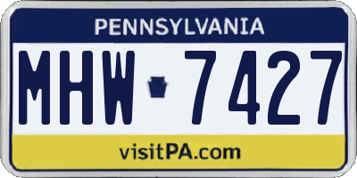PA license plate MHW7427