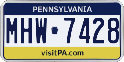PA license plate MHW7428