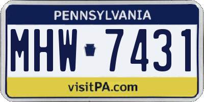 PA license plate MHW7431