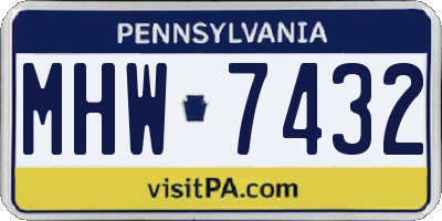 PA license plate MHW7432