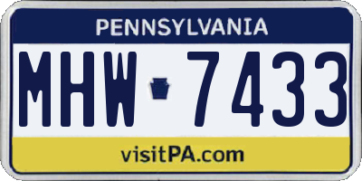 PA license plate MHW7433