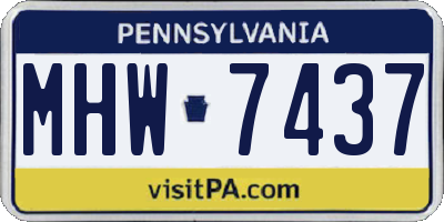 PA license plate MHW7437