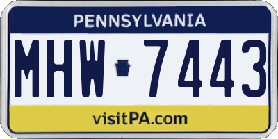 PA license plate MHW7443