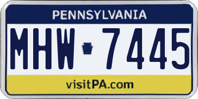 PA license plate MHW7445