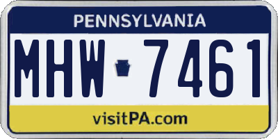 PA license plate MHW7461