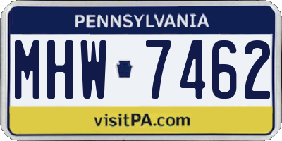 PA license plate MHW7462