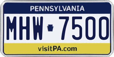 PA license plate MHW7500