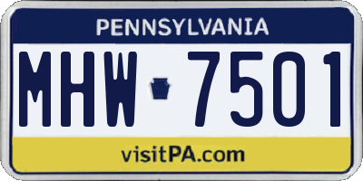 PA license plate MHW7501