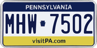 PA license plate MHW7502