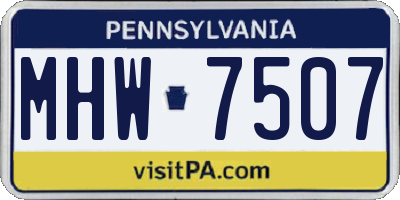 PA license plate MHW7507