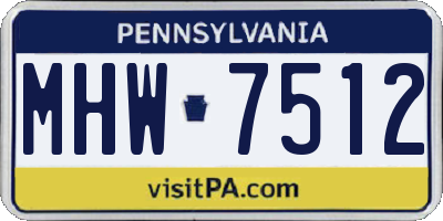 PA license plate MHW7512