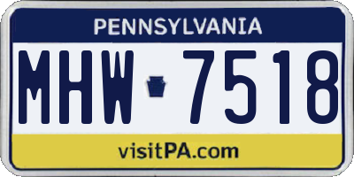 PA license plate MHW7518