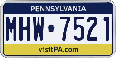 PA license plate MHW7521