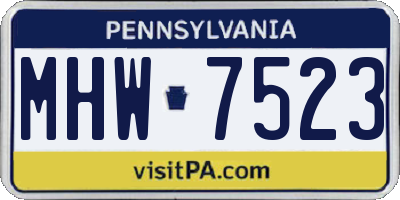 PA license plate MHW7523