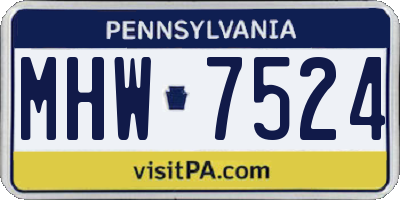 PA license plate MHW7524