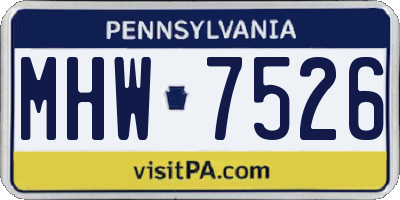 PA license plate MHW7526