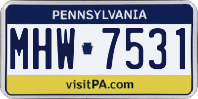PA license plate MHW7531