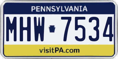 PA license plate MHW7534