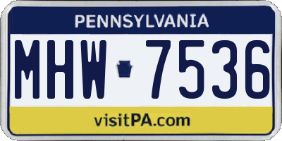 PA license plate MHW7536