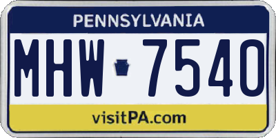 PA license plate MHW7540