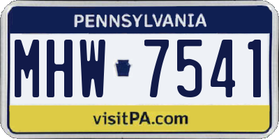 PA license plate MHW7541