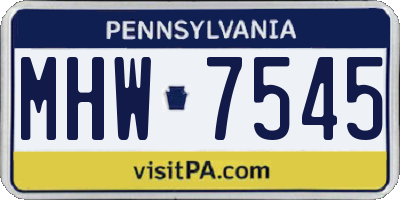 PA license plate MHW7545