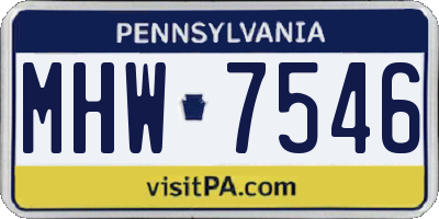 PA license plate MHW7546