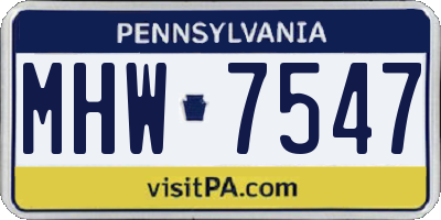 PA license plate MHW7547