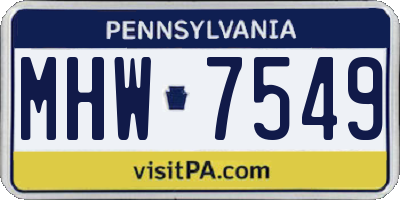 PA license plate MHW7549