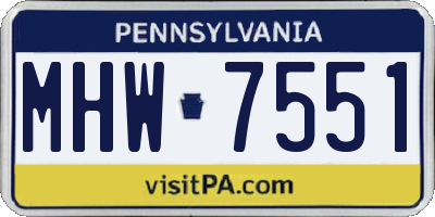 PA license plate MHW7551