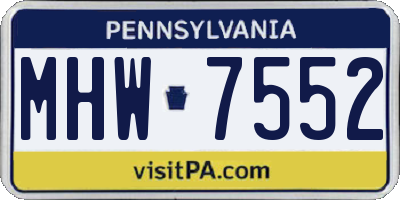 PA license plate MHW7552