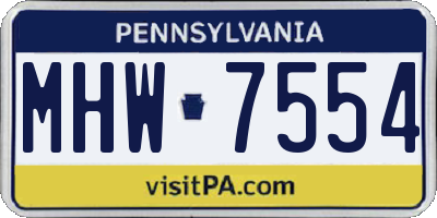 PA license plate MHW7554