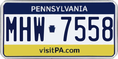 PA license plate MHW7558