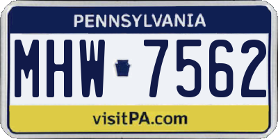 PA license plate MHW7562