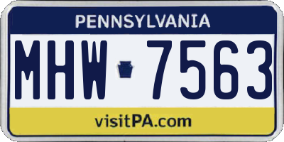 PA license plate MHW7563