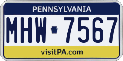PA license plate MHW7567