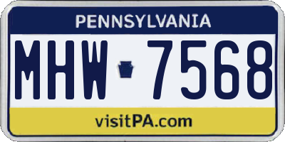 PA license plate MHW7568