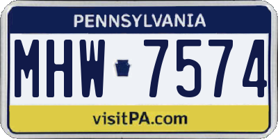 PA license plate MHW7574