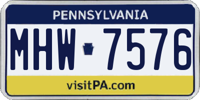 PA license plate MHW7576