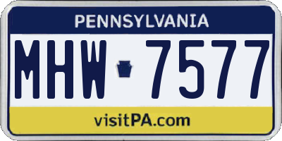 PA license plate MHW7577