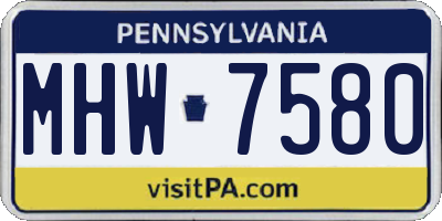 PA license plate MHW7580