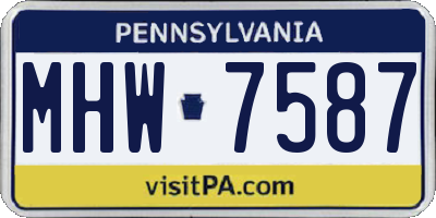 PA license plate MHW7587