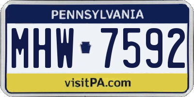 PA license plate MHW7592